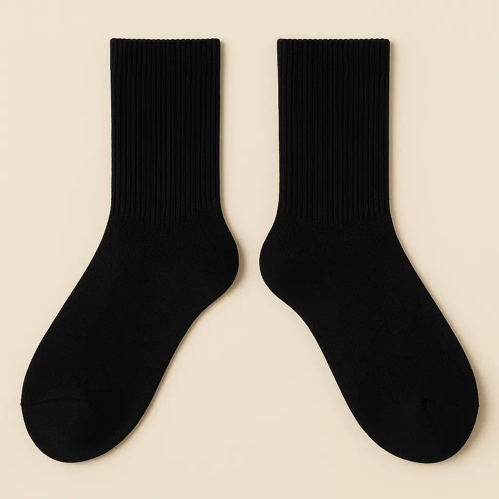 Chaussettes hommes sport mi-mollet en coton noir paire