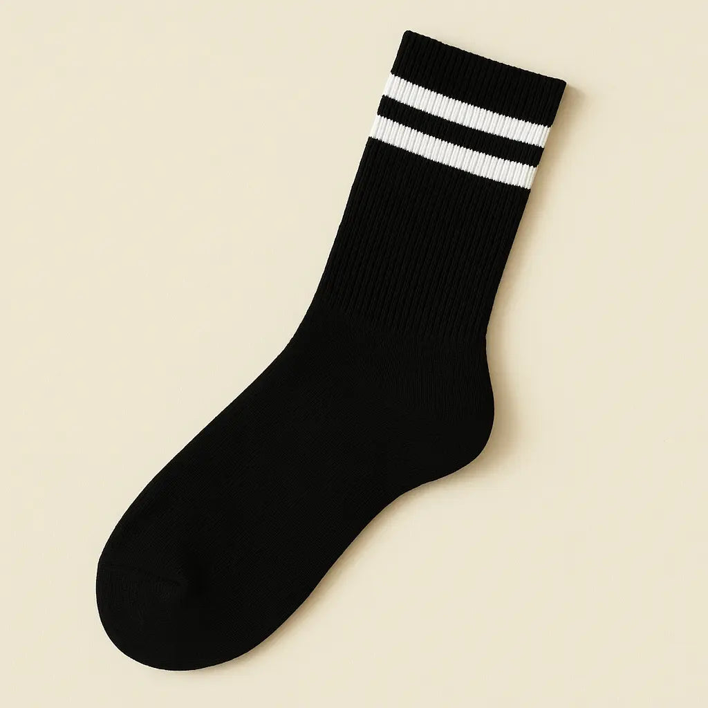 Chaussettes Hommes Sport Mi-mollet Coton Noir vue à plat