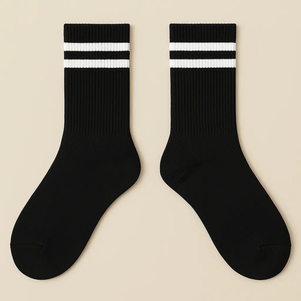 Chaussettes Hommes Sport Mi-mollet Coton Noir paire
