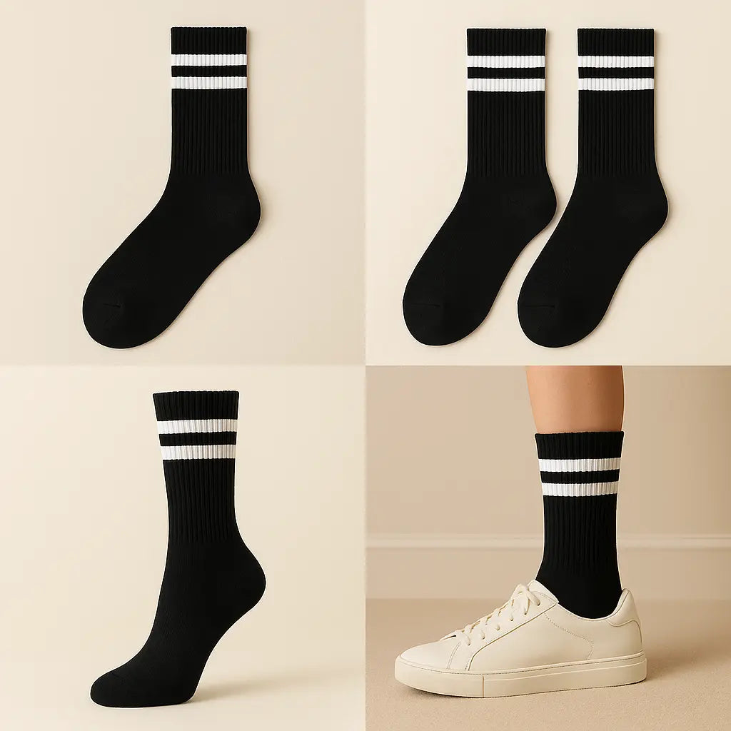 Chaussettes Hommes Sport Mi-mollet Coton Noir galerie produit